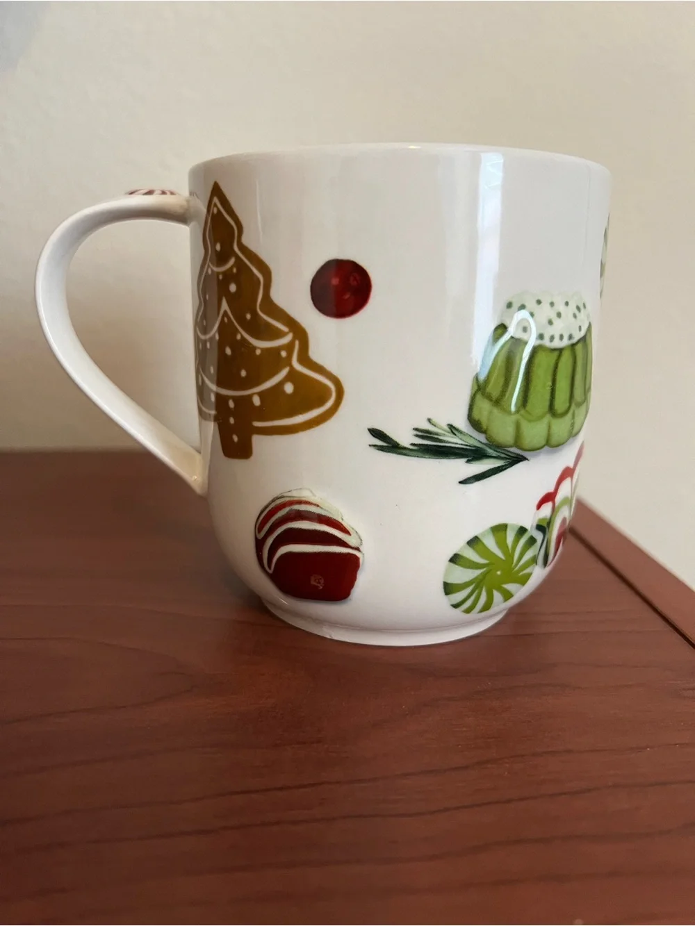 Anthropologie Holifaye Stoneware Monogram Mug Initial E Holiday Motif